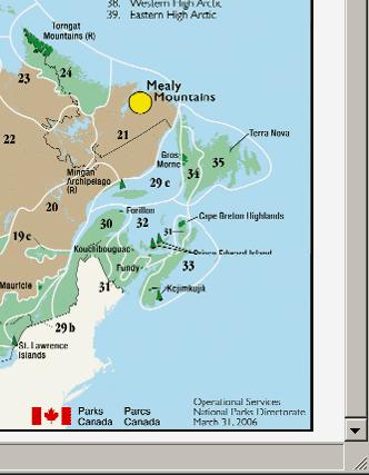 Parks Canada map Figure 2: Natural Regions and National Parks of Canada