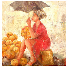 Femme au  parapluie                 (70x70)  -  700 €