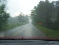Driving through a rain storm