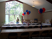 Tables decorated for Eagle Scout reception