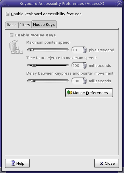 Accessibility : Keyboard : Mouse Keys