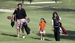 Golf enthusiasts and Grammy award winners Vince Gill and Amy Grant, and daughter, Corrina, spokesfamily for Family Golf Month