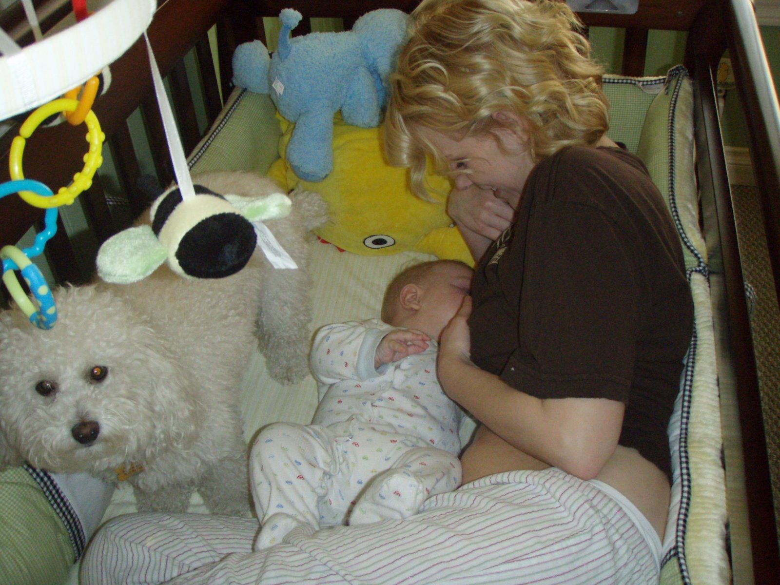 breastfeeding in deige's crib