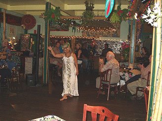 Hope dancing a graceful hula for Bamboo Restaurant guests