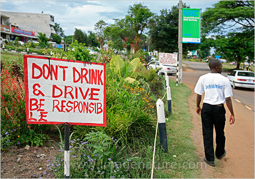 African sign saying don't drink & drive, be responsible!