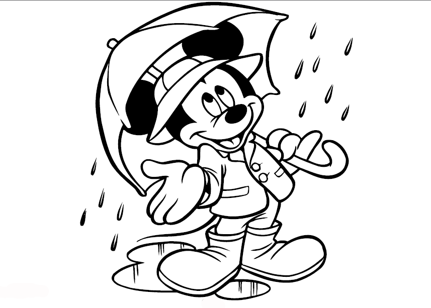 Mickey mouse para pintar bajo lla lluvia