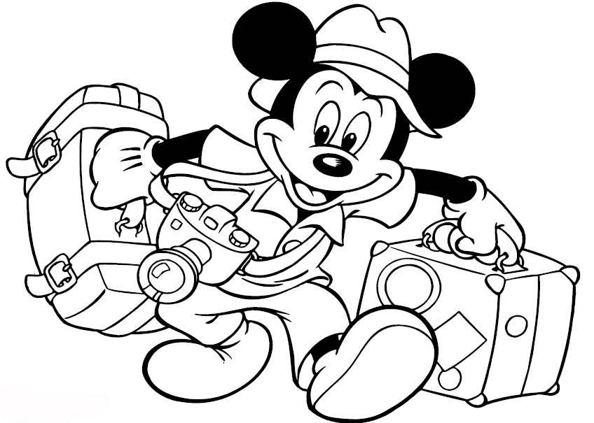 Mickey mouse viajero para pintar 