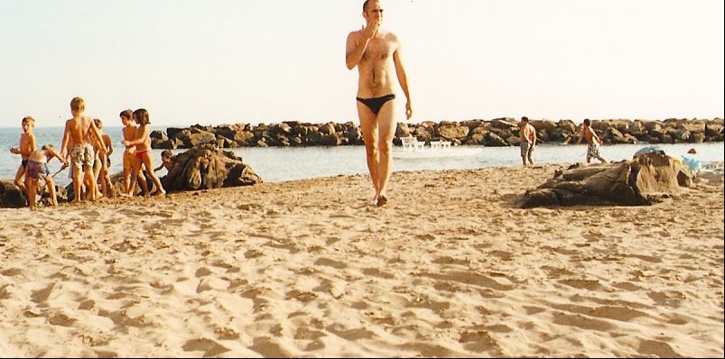 Hugues at Roman beach, Sept. 2001