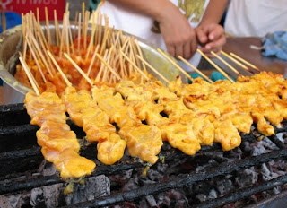Satay sticks for sale at the Phuket Food festival in March 2008