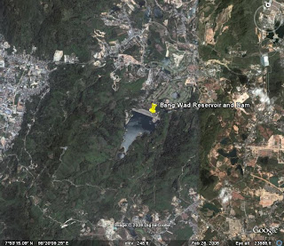 Bang Wad reservoir, Phuket on Google Earth