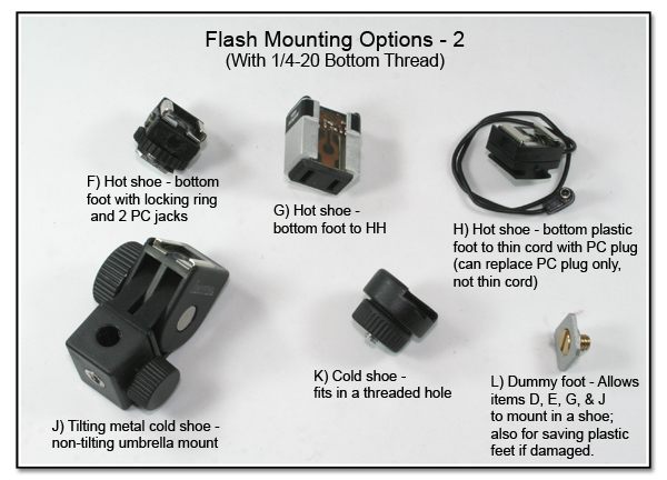PJ1067: Various ways to mount a flash using a hot shoe - Items F-L