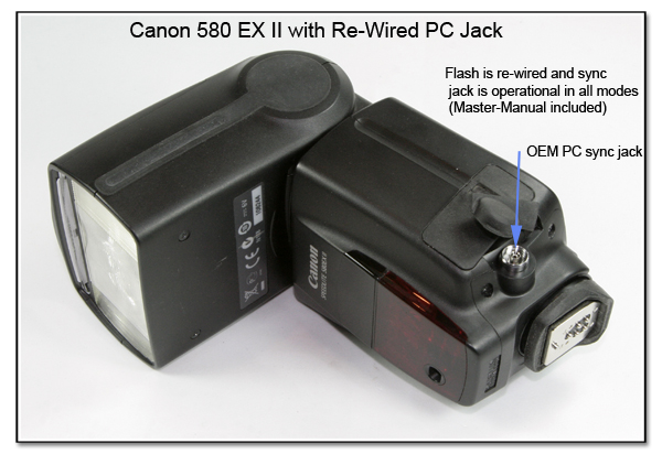 AS1012: Canon 580 EX II with Re-Wired PC Jack - Operational in All Modes Including Manual-Master