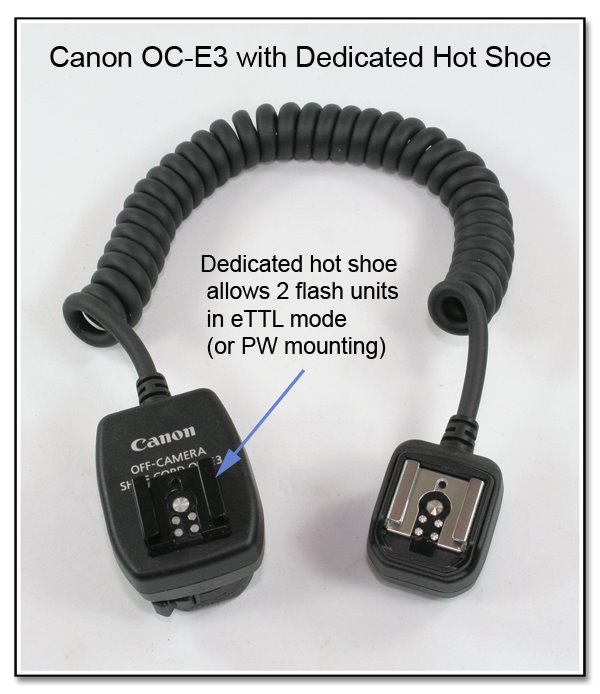 OC1016: Canon OC-E3 with Dedicated Hot Shoe atop Camera End
