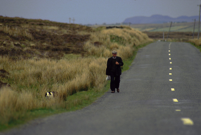 IRELAND_ Man walking Dog