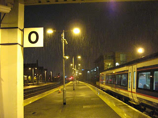 Snow falls at Haymarket Station