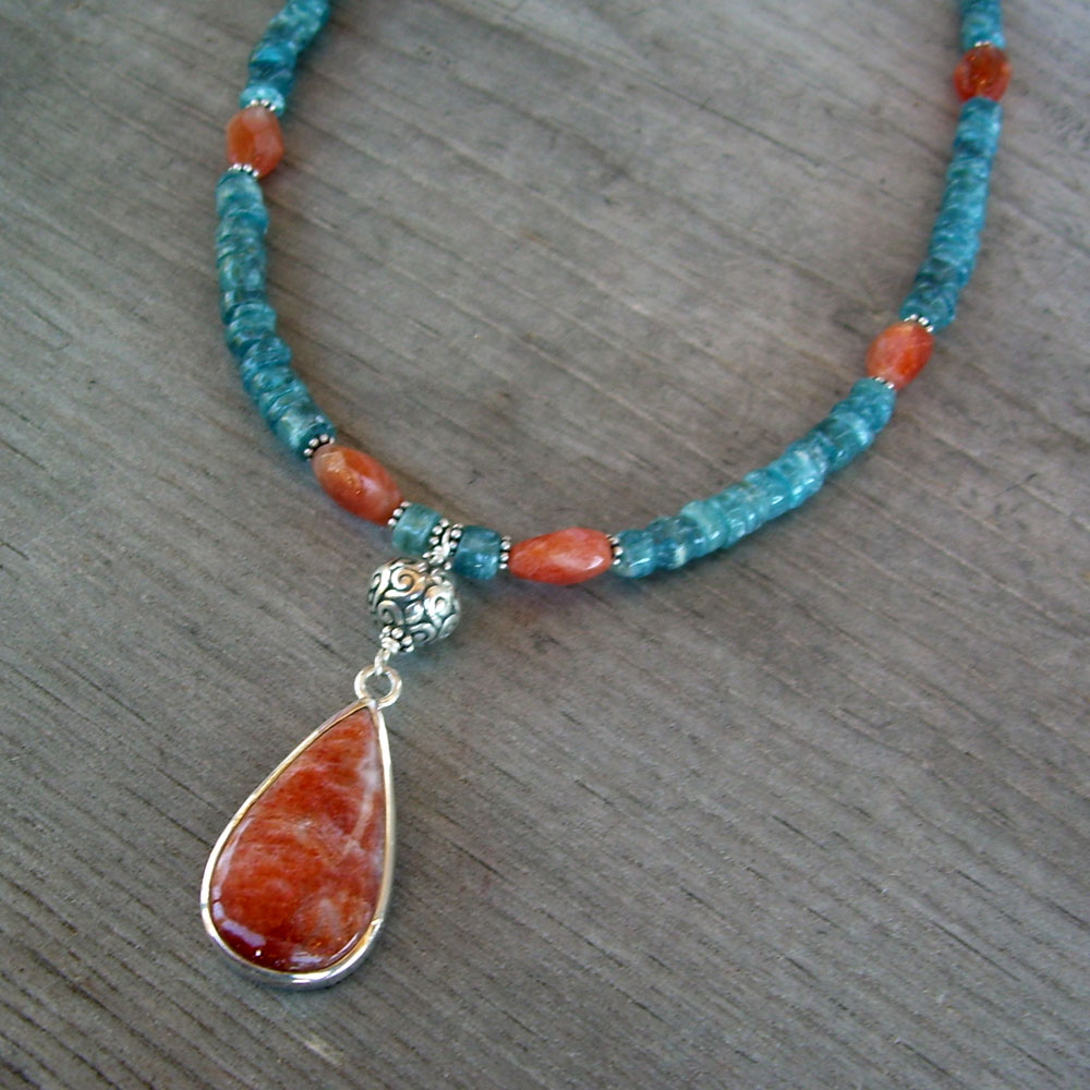 kyanite sunstone necklace