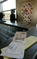 a close-up of a check-in counter