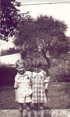 two pictures of Jerry with cousin, Louise Bogard, late 1930s