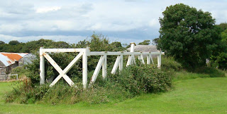 The abandoned safety cage for the Strangford Stone