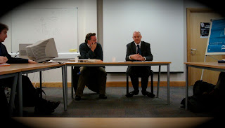 Mick Fealty and Ciarán O’Kelly at a seminar at QUB's Institute of Irish Studies