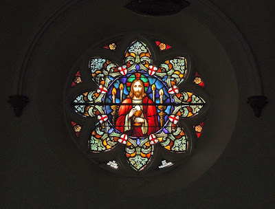 Immaculate Conception Catholic Church, in Columbia, Illinois, USA - Window with Christ and the Eucharist