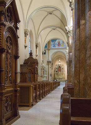Saint Anthony of Padua Roman Catholic Church, in Saint Louis, Missouri, USA - view down the left aisle