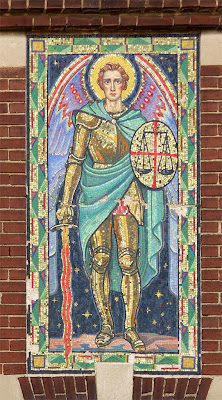 Saint Francis de Sales Oratory, in Saint Louis, Missouri, USA - mosaic of Saint Michael the Archangel, above the gymnasium door