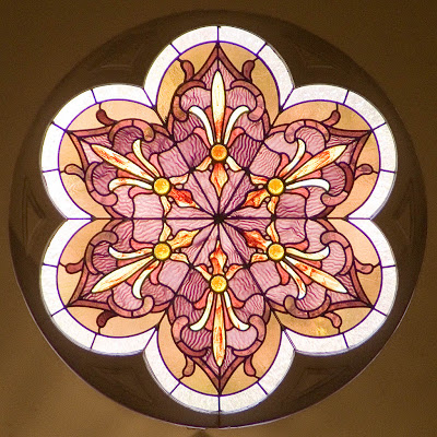 Saint Theodore Roman Catholic Church, in Flint Hill, Missouri, USA - Rose window in sanctuary