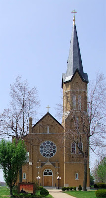 Saint Paul Roman Catholic Church, in Saint Paul, Missouri, USA - exterior view from front