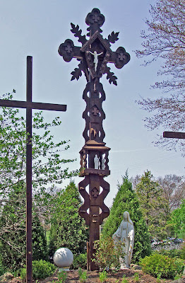 Saint Paul Roman Catholic Church, in Saint Paul, Missouri, USA - outdoor wooden crucifix