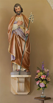 Saint Ignatius of Loyola Roman Catholic Church, in Concord Hill, Missouri, USA - statue of Saint Joseph