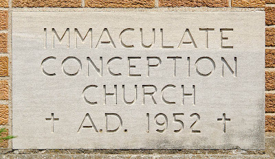 Immaculate Conception Roman Catholic Church, in Union, Missouri, USA - cornerstone