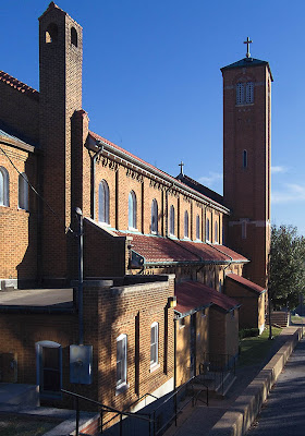 Sacred Heart Roman Catholic Church, in Crystal City, Missouri, USA - exterior side
