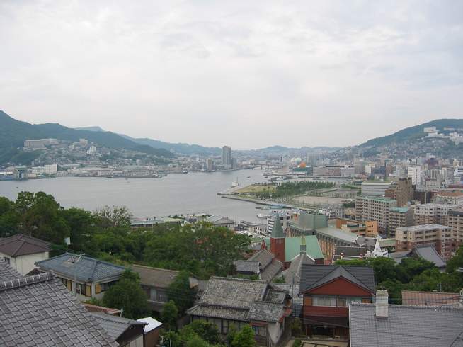 Overview of Nagasaki harbour and the marina