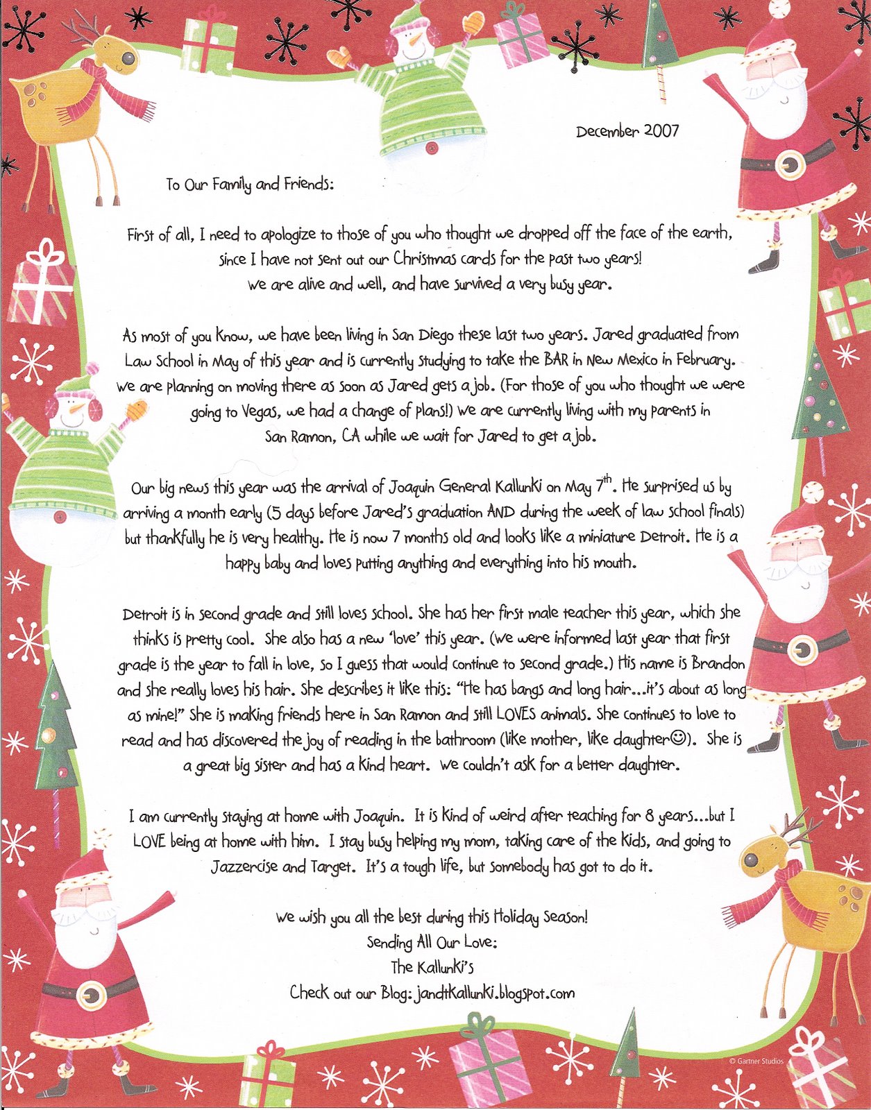 Kallunki Family: Christmas Card & Christmas Letter