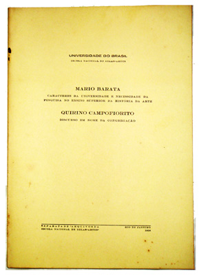 Discurso de posse do Prof. Mário Barata: 1956