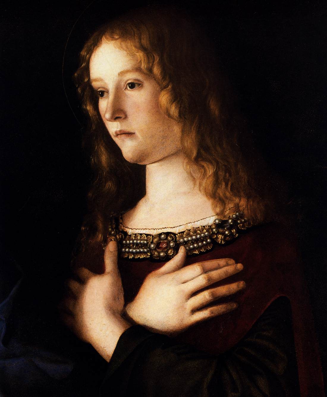 [Giovanni+Bellini,+detalhe+Madonna+and+child+with+two+saints,+1490.jpg]