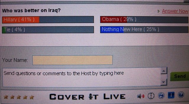 [Live+Blog+Survey+-+Iraq+-+TalkLeft+-+CNN+Debate,+Austin,+Texas.JPG]