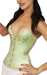 green Chinese brocade corset