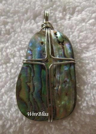 Abalone shell wrapped with 22g stainless steel wire