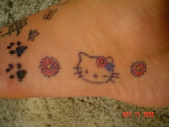 Kitty Ankle and foot Tattoo design pics