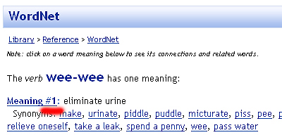 Screenshot from an online thesaurus. Oh, it is wacky.