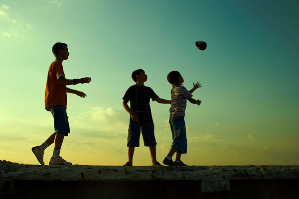children playing with a ball 