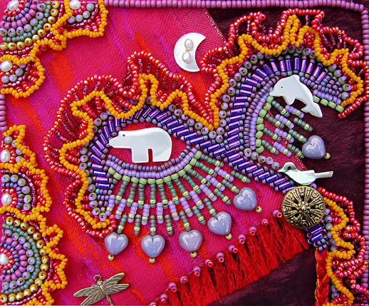 bead embroidery by Robin Atkins, Bead Journal Project, September, Detail