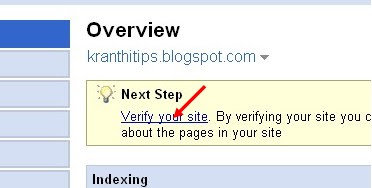 click the 'verify your site' link