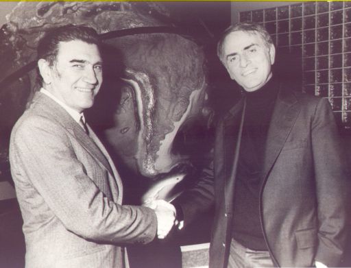 Fernando Raúl Colomb con Carl Sagan. Crédito:Guillermo Lemarchand