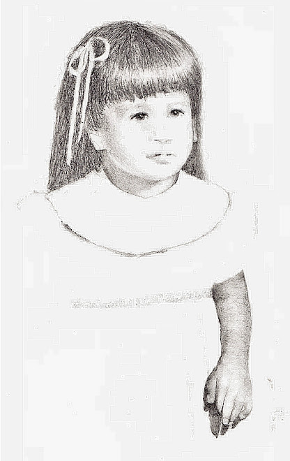"Ribbons for Claudia"  with graphite pencil by artist Barbara Johnson aka Claudia