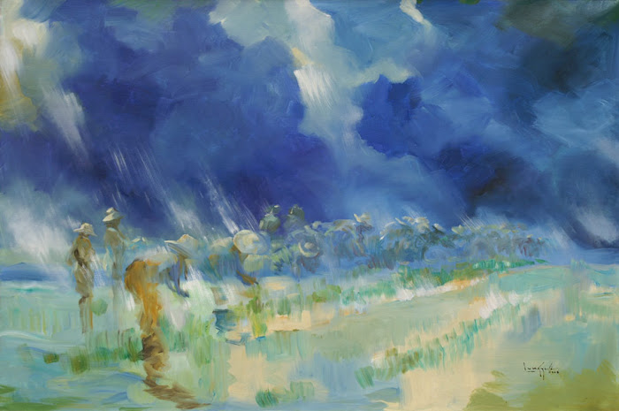 Paddy planting (Oil on canvas)