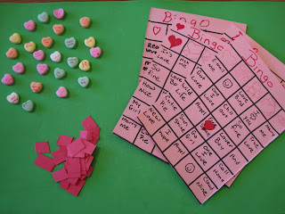 Bingo with Conversation Hearts