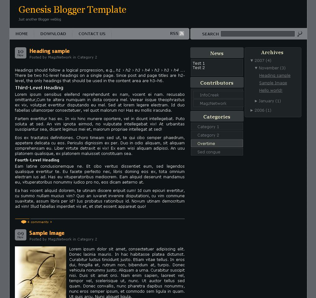 Genesis Blogger Template